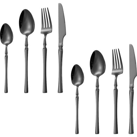Couverts En Acier Inoxydable - Ensemble 8 Pièces Pour 2 Personnes - Couteaux À Steak Fourchettes Cuillères Table Dessert - 304 (1/5)