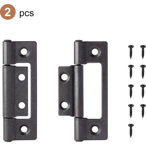 (Noir 7,6 cm, lot de 2) 2 charnières plates en métal à 360° pour portes de placard, fenêtres, boîtes en bois et accessoires de quincaillerie pour meubles. (1/5)