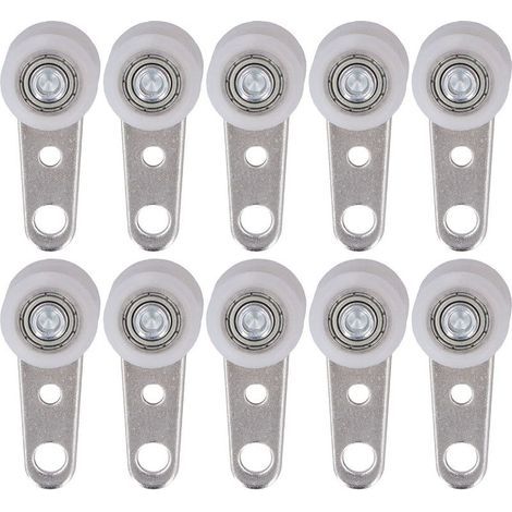 Bloc de roulement en Nylon et acier inoxydable, 10 pièces, avec 2 roues, diamètre 19mm, longueur 44mm, pour porte coulissante (1/5)