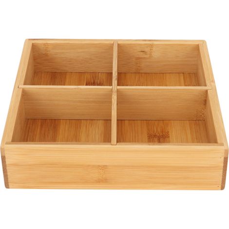 Plateau de service pour collations, planche en bambou, sans peinture, sûr et écologique, récipient de service pour fruits secs compartimenté, 4 compartiments (1/5)