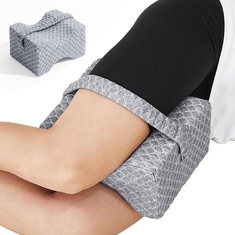 Coussin de genou pour dormeurs latéraux, pour sciatique, dos, hanches, genoux, douleurs articulaires, alignement de la colonne vertébrale et soulagement de la pression (gris) (1/4)