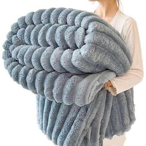 Couverture douillette, 200 x 230 cm couvre-lit couverture de canapé pour maman, femme et petite amie, Couverture Plaid,Bleu (1/5)