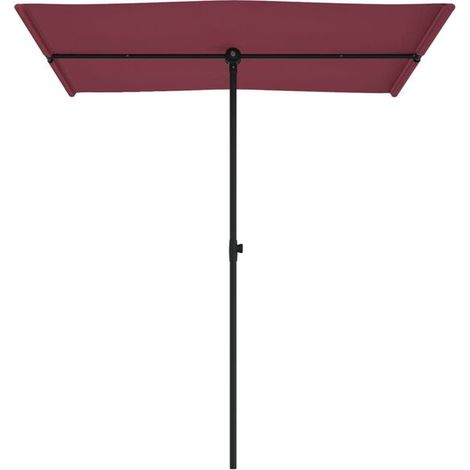 Parasol de jardin rouge bordeaux 180 x 110 cm à mât en aluminium – Protection solaire pour terrasse, balcon et extérieur, ombrage rotatif (1/5)