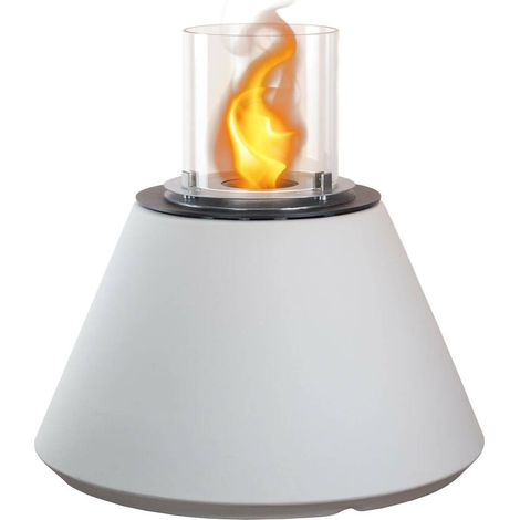 Dmora - Bioethanol-Kamin Dsentiment, Ökologischer Kamin, Rauchfreies Feuer, Heizung mit Ethanol, Made in Italy, 60x60 h56 cm, Weiß