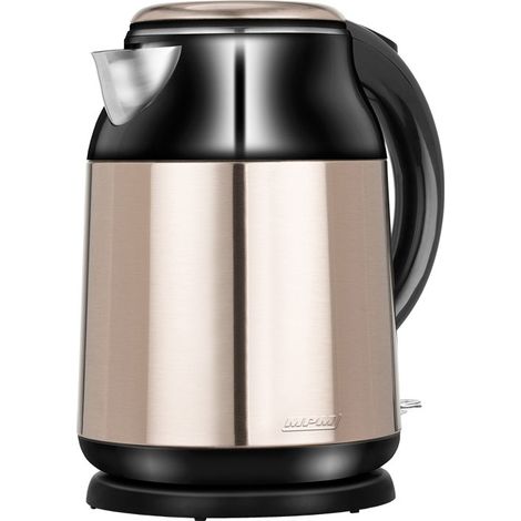 MPM MCZ-91M Hervidor Agua Eléctrico, 1,7L, sin BPA, Acero Inoxidable, Resistencia Oculta, Inalámbrico 2000W Negro/Plata (1/5)