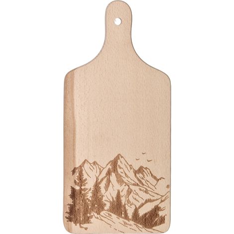 Schneidebrett aus Holz mit eingravierten Bergen (1/3)
