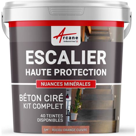 Béton ciré escalier, kit complet - 5 m² (en 2 couches) Rocou Orange Cuivre - ARCANE INDUSTRIES