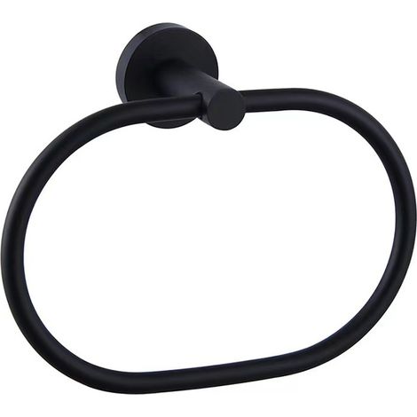 anneau porte-serviettes (noir mat), porte-serviettes rotatif en acier inoxydable, (1/5)
