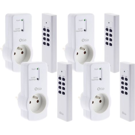 Zenitech – Lot de 4 prises télécommandées 25m – Télécommande CR2032 incluse – Puissance 1000W – Pour éclairage et équipements multimédia