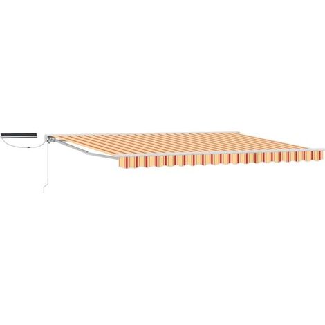 Store banne électrique rétractable, disponible en jaune, orange et blanc, 4 x 2 mètres. (1/5)
