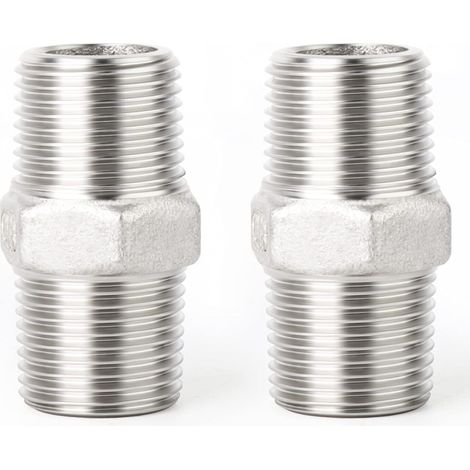2 pièces raccords de tuyauterie à embout hexagonal en acier inoxydable 304, filetage BSP mâle 1-1/4" 1-1/4", raccord adaptateur droit - 3/4"M (1/5)