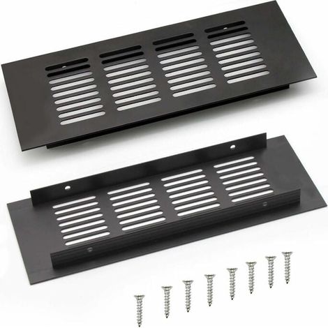 Rejilla de ventilación de aluminio empotrada, rejilla de ventilación angular de 200 mm para armarios y dormitorios (negra) (1/4)