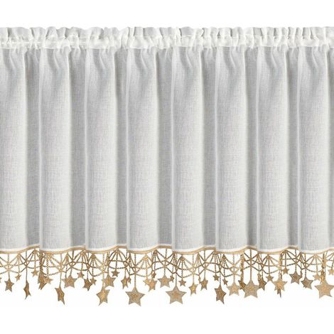 Ghirlanda natalizia 60x150 cm bianca con stelle dorate (1/5)