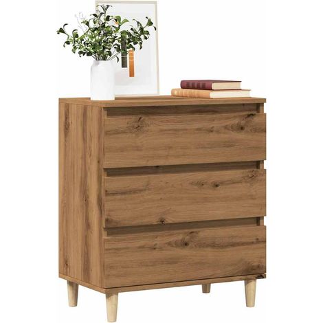 Vidaxl – Buffet en bois d'ingénierie chêne artisanal 60x35x70 cm – Grand espace de rangement – Dessus robuste – Pieds en bois et métal