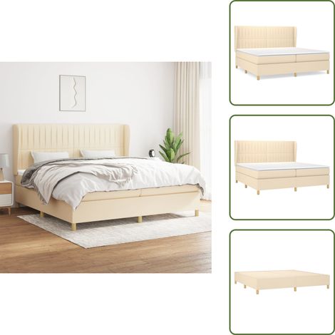 Boxspringbett mit Matratze Creme 200x200 cm Stoff - Boxspringbett - Doppelbett - Cremefarbenes Bett - Bettenrahmen - Lattenrost