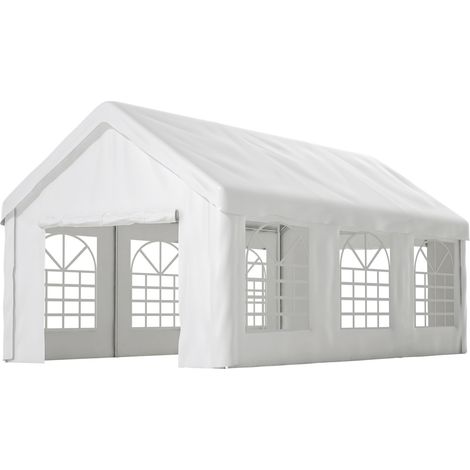 Garaje de carpa 3x6 m con puertas enrollables dobles, estructura de acero, blanco (1/5)
