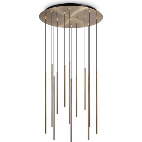 Sospensione Moderna Filo Metallo Ottone 12 Luci Led 25W 3000K Luce Calda