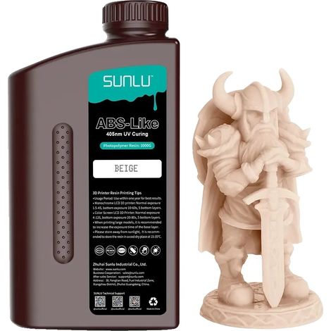 Resina per stampanti 3D, non fragile, a rapida polimerizzazione, color beige simile all'ABS. (1/2)