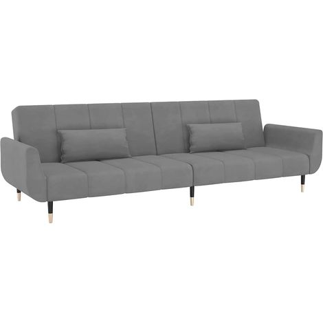 Maison Exclusive - Divano Letto a 2 Posti con 2 Cuscini Grigio Chiaro in Velluto