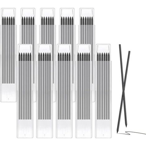 Pack of 60 construction pencil leads, 2.8 mm carpenter's pencil refills, break-resistant, for woodworking, construction and building. (1/4)