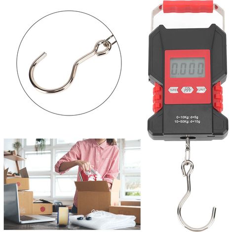 Tragbare, wasserdichte, per USB aufladbare elektronische Waage mit einer Tragkraft von 50 kg. Ideal für Gepäck, Expressversand, Angeln und Reisen. Mini-Elektronikwaage mit integriertem Maßband. (1/5)
