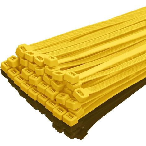 Kabelbinder 100 Stück Nylon selbstsichernd 50kg 200mm x 7.6mm Gelb (1/5)