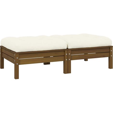 Canapé fixe 2 places de jardin Canapé relax - Banc de jardin et coussins crème Bois de pin solide BV313892 - BonneVie (1/5)