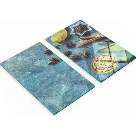 Tablas de cocina de vidrio templado con gr谩ficos de piedra especiada, 2 x 30 x 52 cm.