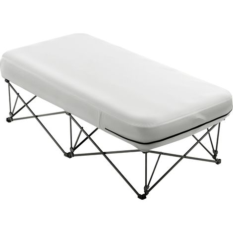 VEVOR Materasso ad Aria Singolo con Telaio, Materasso Gonfiabile Portatile Pieghevole per 1 Persona, Supporta 136 kg con Pompa e Custodia per Trasporto con Ruote, Letto ad Aria a Gonfiaggio Rapido