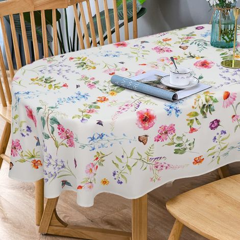 Nappe Ovale à Motif Floral printanier, Moderne, pour intérieur/extérieur, imperméable, Infroissable, Durable, pour Tables ovales, 137 x 182,9 cm (1/5)