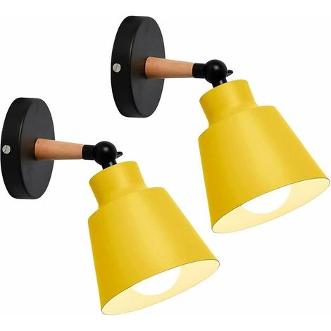 2 paquetes de lámparas de pared industriales vintage, lámparas de techo E27, ajustables, de metal, para interiores, retro, para dormitorio, cocina, restaurante (amarillo) (1/5)
