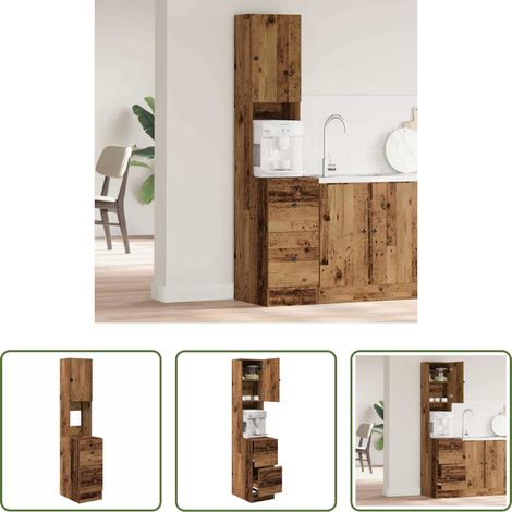 Rangement cuisine -  Buffet de cuisine avec tiroir Bois ancien 32 x 50 x 180 cm (1/5)