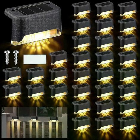 4er- bis 32er-Pack Solar-Stufenleuchten, LED-Außentreppenleuchten, wasserdicht, solarbetrieben, Gartenwegleuchten für Terrasse, Balkon und Balkon (1/4)