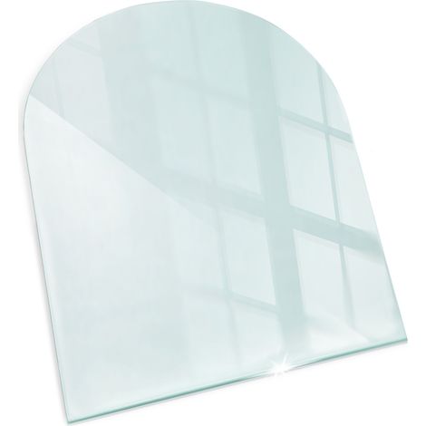 Plaque de Verre pour Cheminée Pare-étincelles pour Poêle Verre Trempé 80x70 cm de Sol Arc Segmenté Protection Contre la Chaleur (1/5)