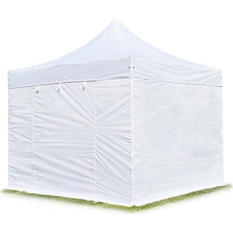 TOOLPORT 3x3 m Tente pliante - Acier, côtés sans fenêtre, blanc