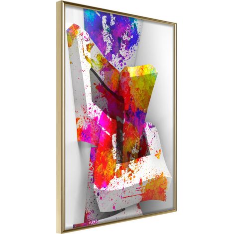 Affiche Murale Encadrée "Colours and Shapes" 30 x 42 cm Or