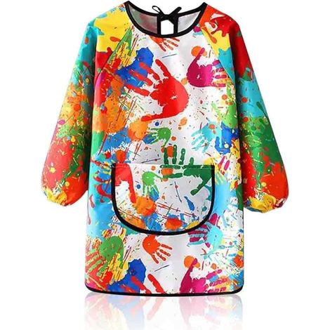 tablier peinture enfant, imperméable manches longues, tablier avec poches pour activités créatives 6-12 ans (1/5)