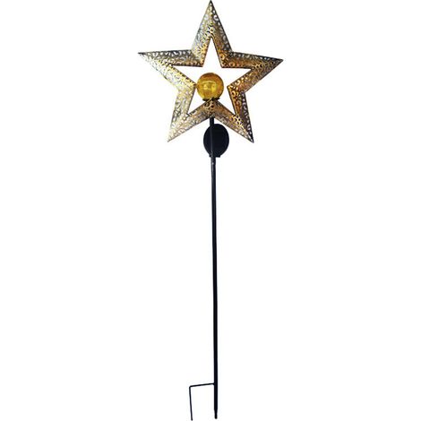 Lampe solaire de jardin vintage en fer ajouré, pentagramme, pour cour extérieure (1/5)
