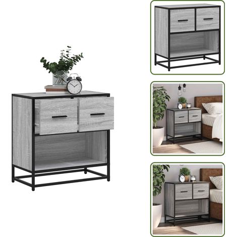 Table de chevet sonoma gris 60x31x60 cm bois ingénierie métal - Table De Chevet - Tables De Chevet -table D'appoint - Table De Nuit (1/5)