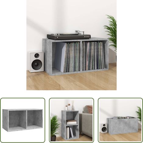 Rangement musique - Boîte de rangement de vinyles Gris béton 71x34x36 cm (1/5)