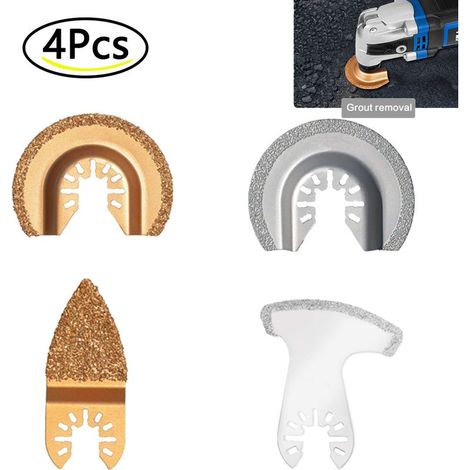 4 pieces Lames de scie en diamant oscillantes, outil multifonction, pour eliminer le coulis et couper les carreaux souples (1/5)