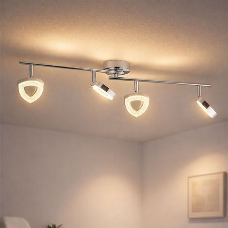 Deckenleuchte schwenkbar Deckenstrahler Chrom Deckenlampe mit beweglichen Spots Wohnzimmer, Metall, LED 4x 4,5 Watt 4x 360 Lumen warmweiß, L 80 cm
