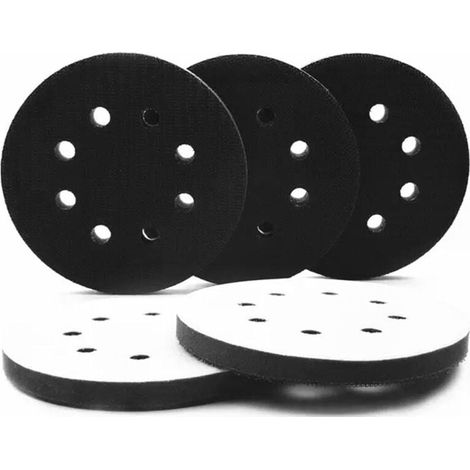 Tamponi di interfaccia in schiuma morbida da 5 pezzi da 125 mm a 8 fori per dischi tondi, tamponi di lucidatura da 125 mm, tamponi di interfaccia in spugna per dischi abrasivi e piastre di lucidatura (1/4)