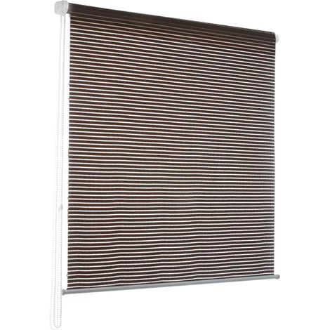 Store enrouleur Fashion coloris Deluxe Stripe Marron 80 x 150 cm