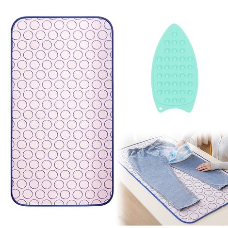 Tapis de Repassage, Tapis à Repasser avec Repose-Fer, Coussin à Repasser pour Table, Couverture de Repassage pour Bureau et Autres Surfaces, Pliable, Rose, 45 x 70cm (1/5)