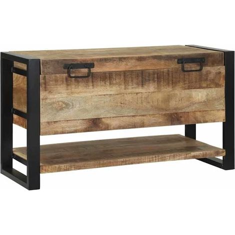 Boîte de Rangement en Bois de Manguier Massif, Couleur Marron, avec Couvercle pour Organisation et Stockage (1/5)