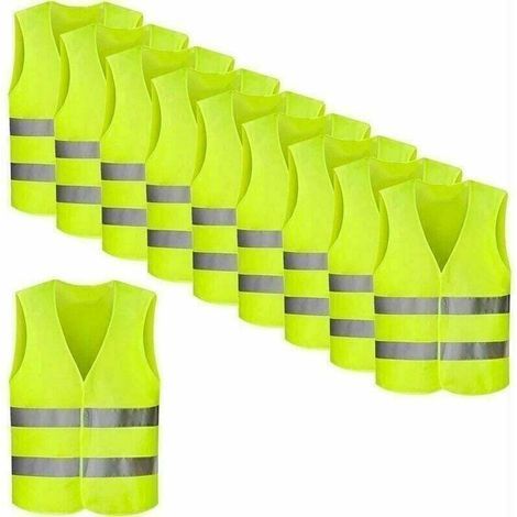 DBBEGK Pack de 8 gilets haute visibilité, jaune fluo, gilet réfléchissant, gilet d'accident, assistance routière réfléchissante à 360 degrés-Fei Yu