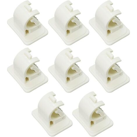 BUNTHAUS Lot de 8 crochets de tringle à rideau autocollants, tringles en verre, supports de tringle à rideau autocollants sans perçage pour serviettes, rideaux, manteaux, blanc (1/5)