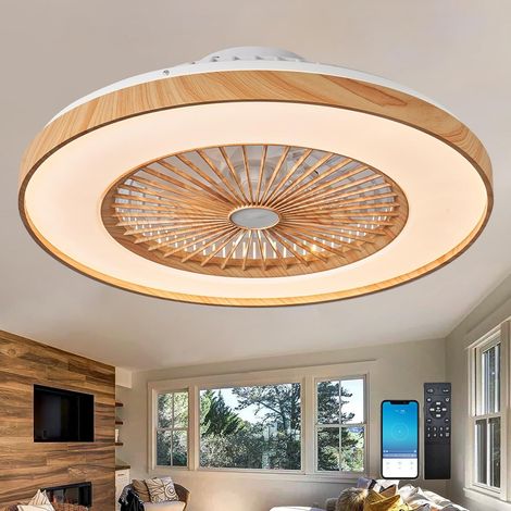 Silencieux Ventilateur de Plafond avec Lumière et Télécommande 50cm LED Grand Luminaire Ventilateur Plafond Dimmable Reversible DC Motor (1/5)