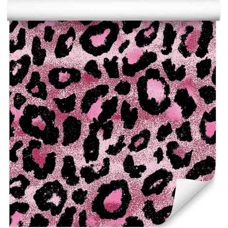 Papel pintado de cuero rosa con purpurina en tonos rosas, burdeos, negro y morado, 50x1000 cm. (1/5)